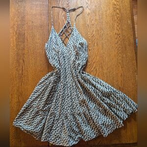 Cute brown and tan patterned mini sundress